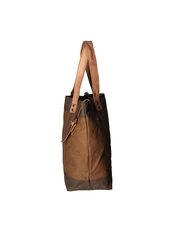 Bolso de mano de mujer de un compartimento en lona y piel genuina. Producto artesanal