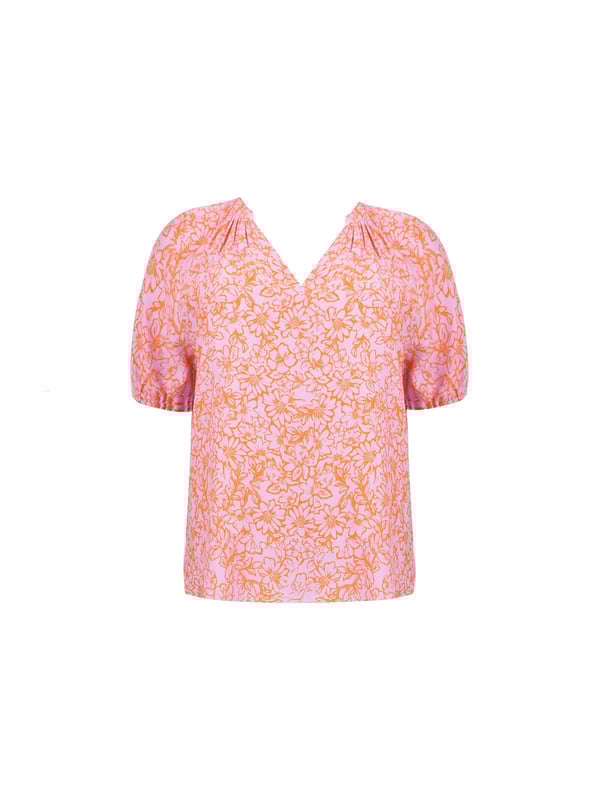 Details

Stand collar with placket
Short sleeve with elastic cuffs
Slips on

Garment Care

Composition: 100% Viscose
Machine washable  

Sizing

Model height: 5ft 10inches/178cm
Length from back neck to hem: 68cm

In a stylish orange and pink print, this short sleeve blouse is cut from a lightweight woven fabric. It has a lengthening nehru collar, as well as short sleeves with elasticated cuffs to keep you cool in warmer weather. An A-line shape and slightly rounded hem make for a flattering fit, making this the perfect daytime blouse.