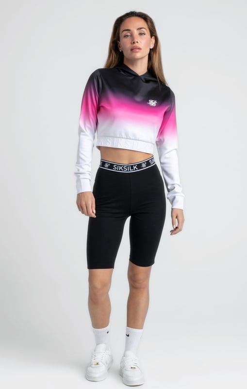 inchBlack Fade Crop HoodieSoft touch fabricCropped fitEmbroidered logoHood detailFadeLong sleeveMachine wash95% Polyester 5% Elastane inch