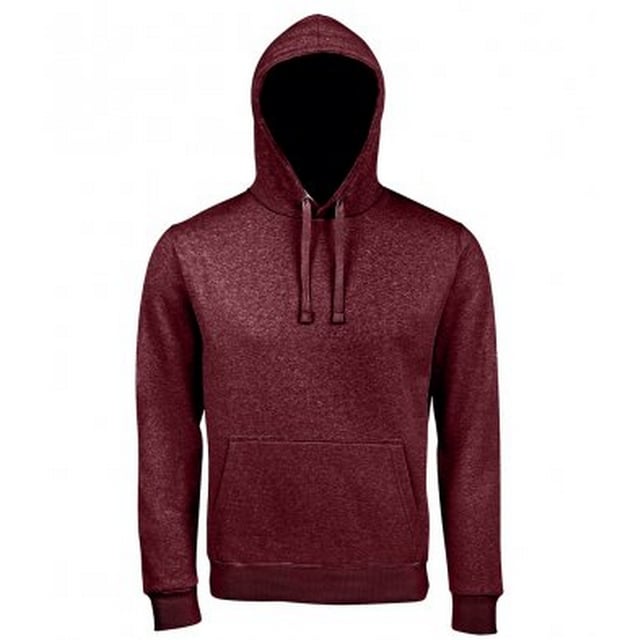 Material: 80% ringgesponnene Baumwolle und 20% Polyester. Gebürstetes Rückenfleece. Überschnittene Schulter. Gefütterte Kapuze mit einfarbigem Kordelzug. Verschweißter Hals. Schließfach-Aufnäher. 2x2 gerippte Bündchen und Saum. Beuteltasche vorne. Größenetikett ohne Markenzeichen am Halsausschnitt. Brustumfang (in): XS(35/36), S(36/38), M(38/40), L(41/42), XL(43/44), XXL(45/47), 3XL(47/49), 4XL(50/52), 5XL(53/55).