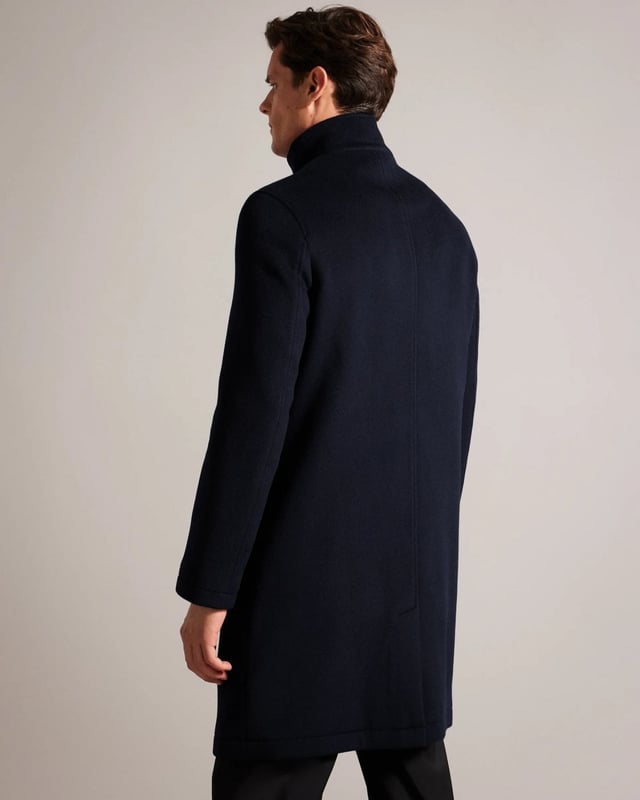 Ted Baker Ederson Mens Wool Blend Funnel Neck Coat