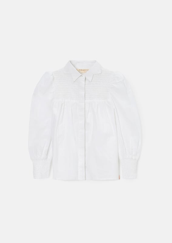 Dress like a superSTAR in our new shirt! Crafted from crisp   cotton with smocking detail and a flowing silhouette with the cutest star shaped collar. Wear with denim for the perfect transitional outfit.