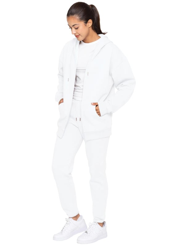 Enzo Womens Oversized Hoodie Tracksuit Set. Pullover Sweatshirt With Hood And Sweatpants Joggers Set. Oversized Hoodie And Regular Fit Joggers With Cuffed Design And Brushed Back Inner Fleece. Oversized Relaxed Fit For Casual Wear. Essential Loungewear Tracksuit.