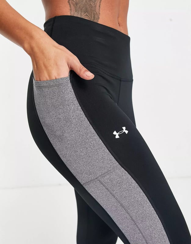 Under Armour Womens Cozy Block Leggings In Black And Grey