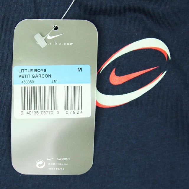 Nike Logo Crew Neck Short Sleeve Cotton Top Navy Boys Casual T-Shirt 463350 451