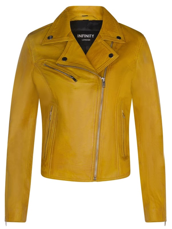 Elevate your style with our timeless best-selling jacket, celebrated for its minimalistic design that never goes out of fashion. Here's why it's a must-have:  
Iconic Minimalism: This jacket's enduring popularity stems from its understated elegance. Its front features just three subtle pockets, each adorned with hand-polished metal hardware zips, creating an effortlessly stylish and minimalistic look. 
Classic Brando Style: Emulating the iconic Marlon Brando jacket from the 1950s, it boasts a double-breasted design with a wide notched lapel and an off-centered YKK zip, paying homage to the timeless fashion icon. 
Color Variety: Choose from a range of colorways to suit your preferences, whether you opt for bold shades like yellow, red, and green, or classic hues like black, tan, and chestnut. 
Premium Material: Crafted from 100% premium ultra-soft nappa leather, this jacket offers both luxury and comfort. 
Tailored Fit: Designed with a slim fit and a shorter length, it complements your body's shape and provides a modern and flattering silhouette.  Furnished with three zipped exterior pockets and zipped cuffs, this jacket combines practicality with enduring style, making it a versatile addition to your wardrobe.