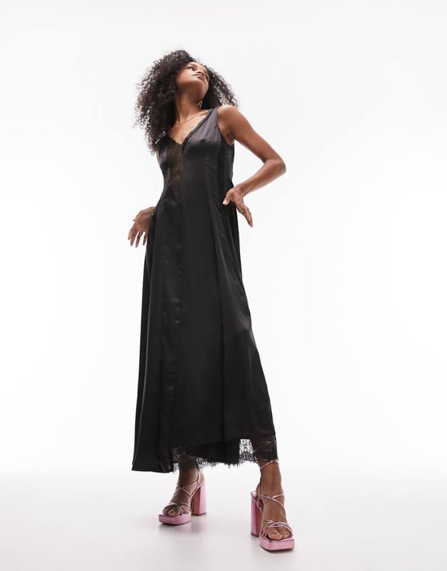 Dresses by Topshop Welcome to the next phase of Topshop V-neck Tie waist Lace inserts Regular fitSold By: Asos