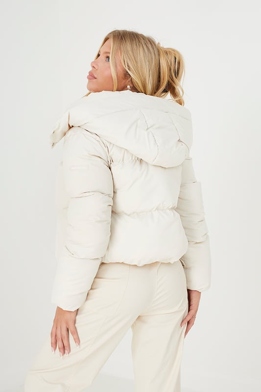 Stone cropped hooded puffer coat clearance