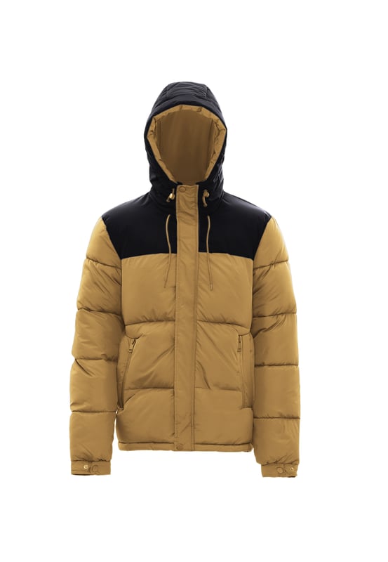 In een trendy bicolor look is deze heren winterjas van Mo perfect voor het koude seizoen. Uitgerust met een verstelbare capuchon, een verborgen ritssluiting met hoge opstaande kraag en verstelbare manchetten biedt de jas vele functies die worden aangevuld door het goed isolerende synthetische vulmateriaal.  Jas