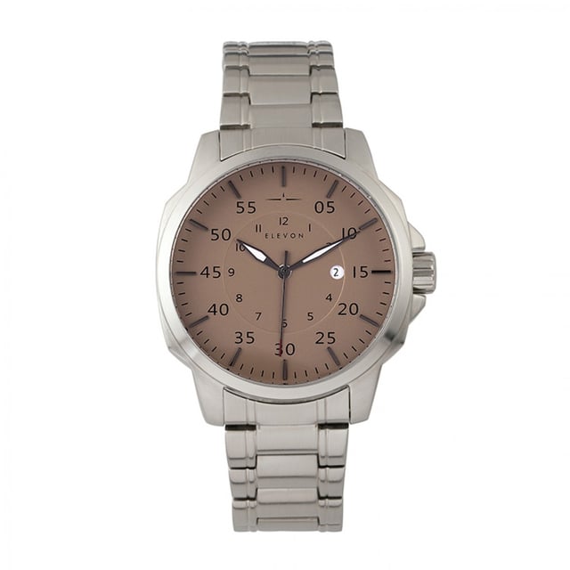 Roestvrijstalen band en kastJapans quartz uurwerkNiet-glanzend, krasbestendig mineraal kristalRoestvrijstalen achterkant met logo gegraveerdKroonbeschermer ontwerpTaps toelopende roestvrijstalen armbandLogo-gegraveerde roestvrijstalen vlindersluitingLichtgevende wijzersDatumweergave45 mm kastdiameter5ATM waterbestendigheid