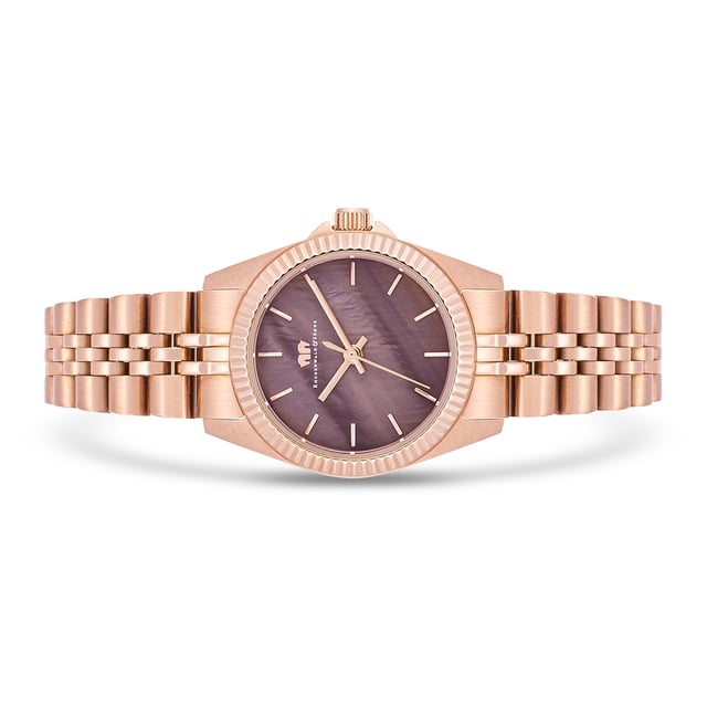 Are you looking for a women's watch that connects timeless look with the quality standards of the old watchmaker's craft? Then this model of the Rhodenwald & Sons label is the perfect choice. The clock manufacturer designs stylish and sustainable masterpieces for all generations: the timepiece enthusiastically with a tidy dial made of mother-of-pearl, simple barnice, obélisque devices and a grooved bezel. The satined stainless steel case with IP finishing in rose gold and a tuned link bracelet made of stainless steel fit harmoniously into the design concept. A precise quartz clock, a screwed housing floor and water resistance up to 5 ATM complete the equipment.