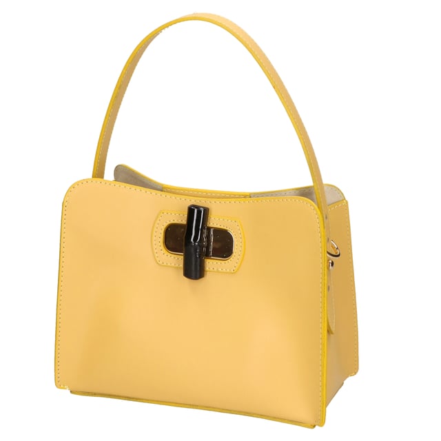 Bolso de mano de mujer de un compartimento en piel arrugada, con bandolera extraíble. Producto artesanal italiano.