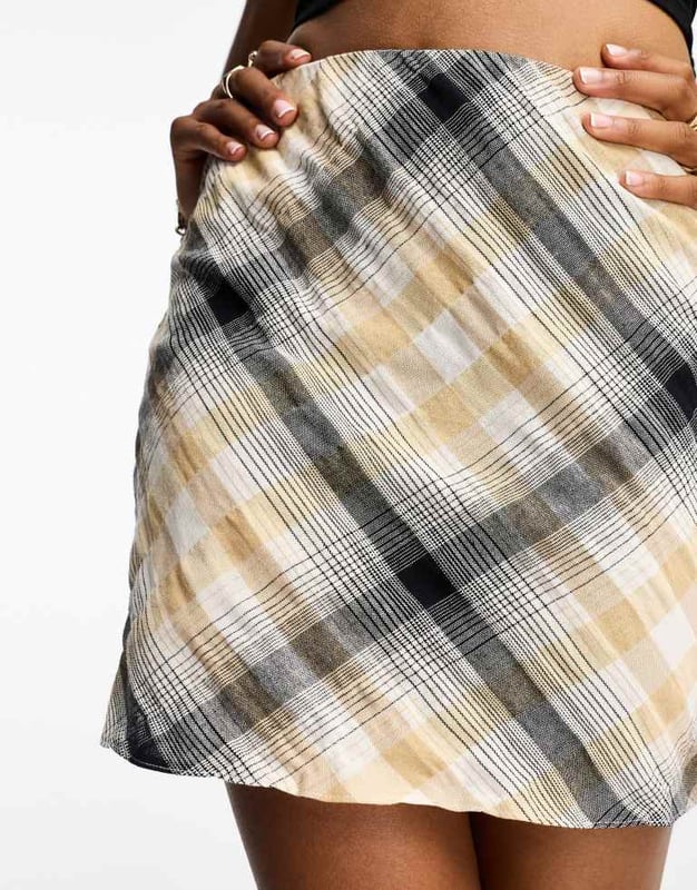 Miss selfridge bias cut mini skirt in check shop