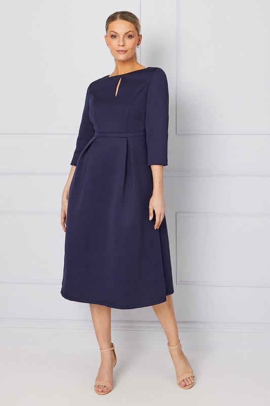 Calvin klein scuba midi fit & flare dress best sale
