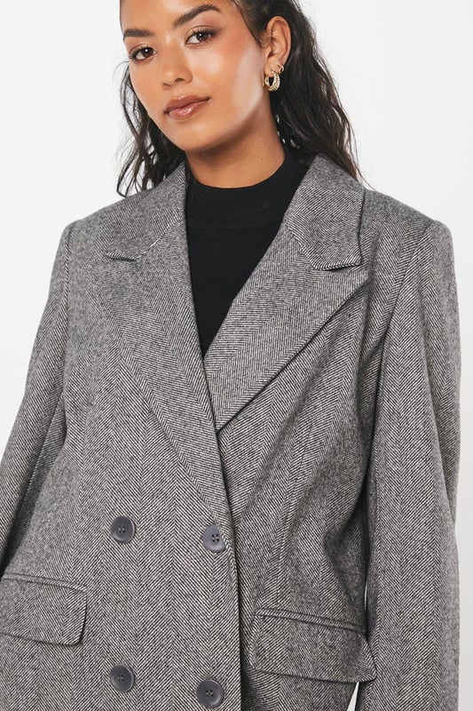 Petite herringbone coat deals