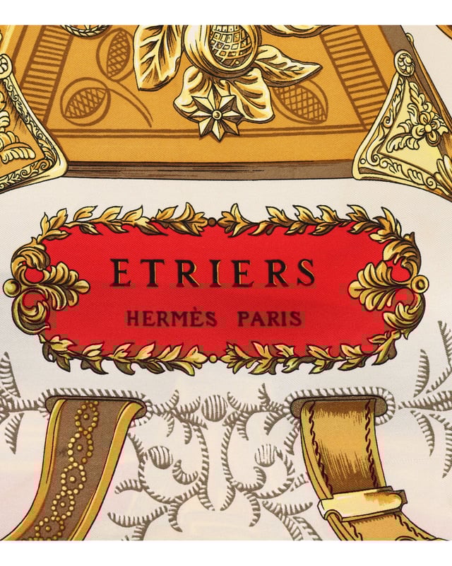 VINTAGE, RRP AS NEW
Experience the epitome of luxury and style with the Hermes Etriers Scarf in Multicolor Silk. Crafted from finest silk, this scarf features a captivating design of equestrian themes with stirrups and straps in a harmonious color combination. The exquisite detailing and quality craftsmanship highlight the heritage of Hermes as a fashion house. 

Hermes Etriers Scarf in Multicolor Silk
Material: Silk
Color: Multicolor 
Size: One size
Dimensions: Length:   900mm; Height:   900mm
Condition: Very good
Sign of wear: Light wear
SKU: 363067