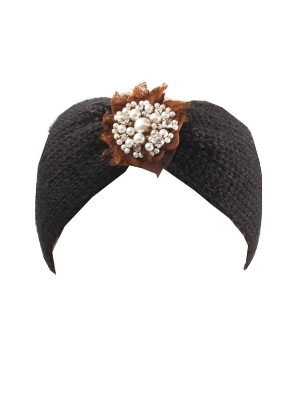 Black Knitted Headband With Pearl and Gem Flower
Colour:Black
Onesize
Material: 100% Acrylic
SKU: W51121