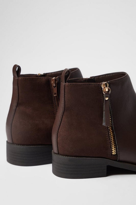 Extra Wide Fit Myla Side Zip Ankle Boots