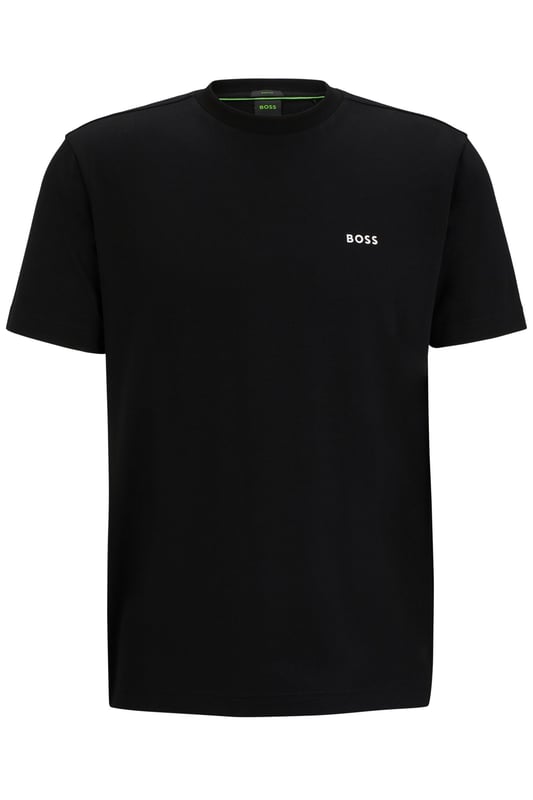 Boss T Shirt Black
Everyone needs a good basic tee at the core of their wardrobe and this BOSS Tee from their green selection certainly fits the bill. 100% cotton, crew neck with short sleeves and a neat printed logo to the chest, this is a smart tee to layer and use all year through.

100% Cotton
Crew Neck
Reg Fit
Style - 50506373