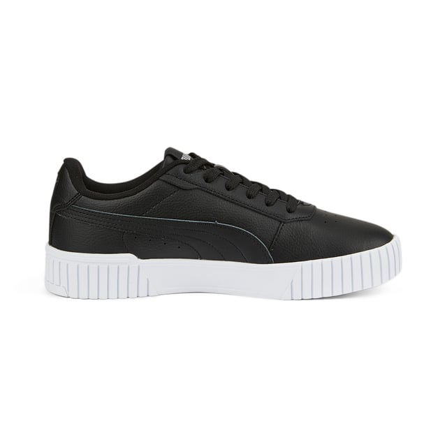 PRODUCT STORY: Introducing the Carina 2.0. Taking its design cues from the '80s, this classic tennis silhouette feels right at home with the laid-back sneaker style of Californian beach towns. Staying true to its beloved look and feel, Carina steps into the new season with some refreshments: wider lines on the heel and perforations on the vamp bring added edge. What's more, our SOFTFOAM+ sockliner is there to provide soft cushioning and comfort all day long. FEATURES & BENEFITS  - Recycled Content: Made with at least 20% recycled material as a step toward a better future. SOFTFOAM+: Step-in comfort sockliner designed to provide soft cushioning thanks to its extra thick heel. DETAILS  - Leather upper with perforated vamp. Rubber midsole and outsole. Wider vertical lines on heel. PUMA Formstrip on medial and lateral sides. PUMA Cat Logo on heel.