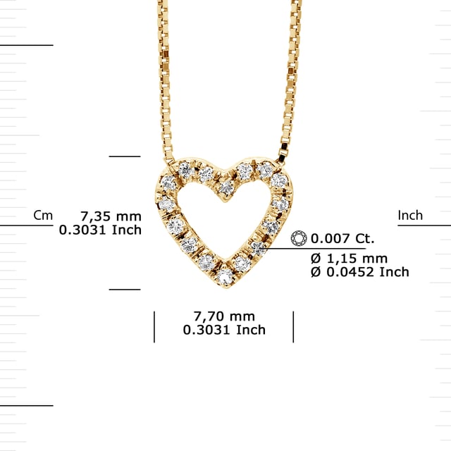 Necklace Diamonds 0.07 cts - Gold 750 (18 Carats) - HSI Quality - Length 42 cm, 16,5 in - Our jewellery is made in France and will be delivered in a gift box accompanied by a Certificate of Authenticity and International Warranty