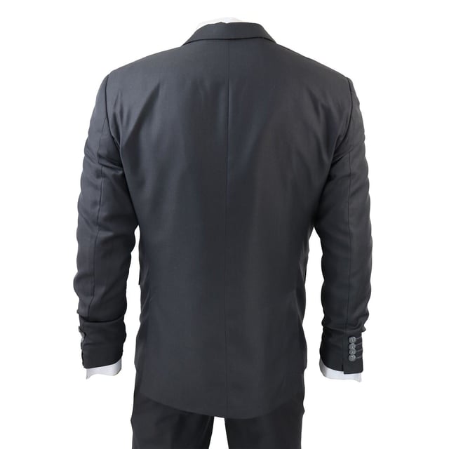 Indulge in Classic and Elegant Design with this men's 3-piece suit, featuring a timeless Charcoal color ideal for formal occasions. Product Design Bullet Points:  
Versatile Formal Attire: Suitable for weddings, business events, or special occasions, ensuring a sharp and well-dressed look.
 
Complete 3-Piece Set: Includes a jacket, vest, and trousers for a polished and coordinated outfit.
 
Premium Material: Crafted from high-quality materials for comfort and durability.
 
Tailored Fit: Offers a tailored fit that complements your body shape, enhancing your appearance and confidence.
 
Timeless Charcoal Color: Perfect for a classic and sophisticated look, suitable for various formal settings.  Made from a blend of 65% Polyester and 35% Viscose for a comfortable and stylish finishSizes	Jacket & Trouser Size
36R :	36" (Chest) 30" (Waist)
38R :	38" (Chest) 32" (Waist)
40R :	40" (Chest) 34" (Waist)
42R : 	42" (Chest) 36" (Waist)
44R :	44" (Chest) 38" (Waist)
46R : 	46" (Chest) 40" (Waist)
48R :	48" (Chest) 42" (Waist)
50R :	50" (Chest) 44" (Waist)
52R :	52" (Chest) 46" (Waist)
54R :	54" (Chest) 48" (Waist)