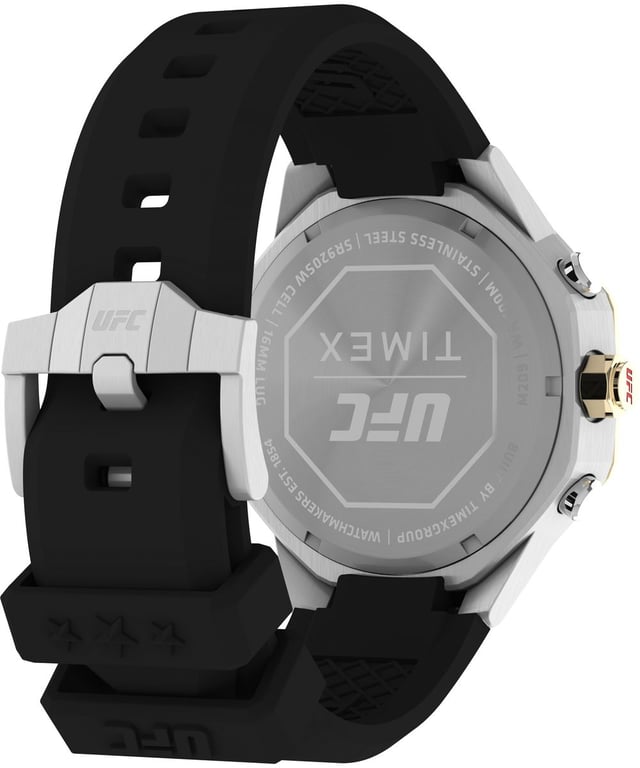 Deze Timex Ufc King Chrono Chronograaf Horloge voor Mannen is het perfecte tijdpiece om te dragen of om cadeau te geven. De veelzijdige 45 mm ronde kast in combinatie met de comfortabele zwarte siliconen horlogeband zorgt ervoor dat je geniet van dit verbluffende tijdpiece zonder compromissen. Aangedreven door een hoogwaardig kwartsbeweging en waterdicht tot 5 bar, blijft jouw horloge tikken.