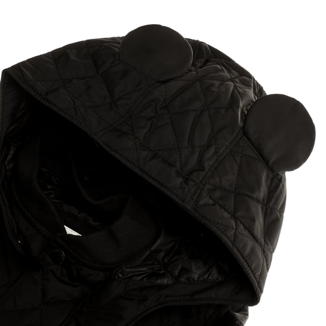 Unisex jacket for children in collaboration with Disney, with charming decorative quilting that adds style and warmth.

 It features a snap front closure for ease of use and a high, stretch-knit collar that offers additional protection in cold weather.

 The detachable hood with fun ears adds a playful and practical touch, allowing for styling options.

 Ribbed sleeves ensure a comfortable fit, and the straight cut provides freedom of movement.

 Plus, it features functional slanted pockets, making it an ideal garment for both everyday use and for keeping little ones warm and comfortable.
 Composition: Shell: 100% Polyester; Lining: Acrylic; Filling: 100% Polyester
 Care:
- Machine wash cold on delicate cycle.
 - Use mild detergents.
 - Use dryer at low temperature.
 - Iron at low temperatures.
 - Do not dry clean.