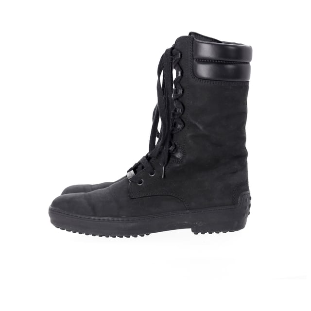 Tods' Lace-Up Combat Boots in Black Suede