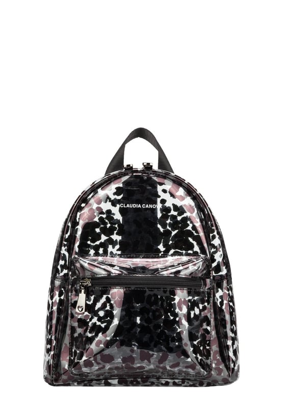 A classic sporty item with a fashionable update. This backpack is bold, stylish and you NEED it in your autumn wardrobe! The super cute silhouette is met with simple design details such as the gunmetal hardware and the Claudia block lettering logo. The nylon backpack straps are adjustable so you can alter it to sit on your back perfectly. Features: , PU see-through exterior, Claudia Canova block logo, Zip around opening, Front zip pocket, Gunmetal hardware, Nylon adjustable backpack straps Style Ref: 84536 LEOPARD