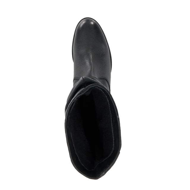 Dune Ladies Tasa - Leather Mid Calf Boots Crafted from premium leather, elevate your cold-weather collection with our Tasa mid-calf boots. Featuring a low block heel and ruched leather detailing, this style can be worn with everything from skinny jeans to tiered maxi skirts.