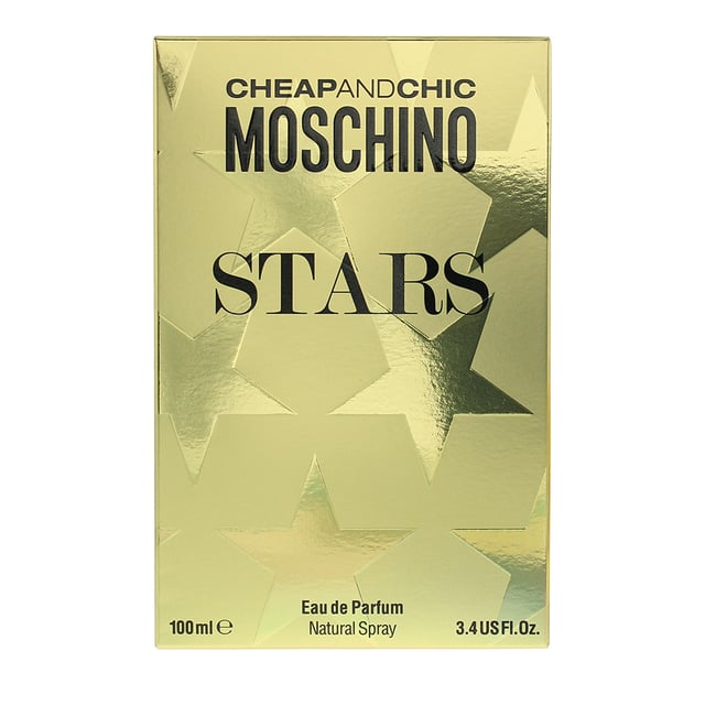 Stars is a floral fragrance by Moschino. It was released in 2014. The top notes are citron, may rose and peony. The middle notes are lily of the valley, orange blossom and jasmine. The base notes are driftwood, vetiver, ambroxan and amber.