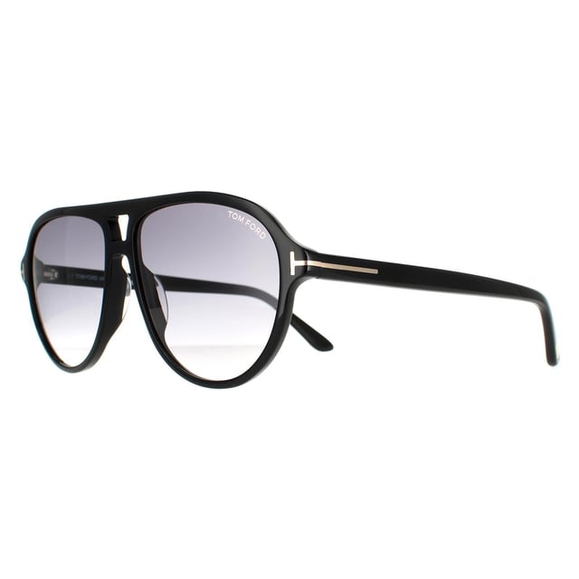Tom Ford Aviator Mannen Shiny Black Smoke Gradient FT0932 Jeffrey zonnebril zijn een klassieke vliegerstijl gemaakt van lichtgewicht premium acetaat en afgewerkt met de Tom Ford T -logo's op de tempels.