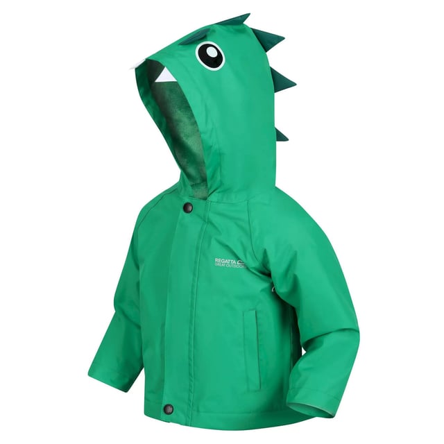 Regatta Childrens Kids Dinosaur Waterproof Jacket Jellybean Green