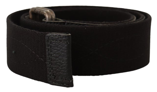 Brand: CNC Costume National
  Style: Fashion Belt
  Motive: Solid pattern
  Material: 80% Cotton 20% Leather
  Color: Black
  Fastening: Silver tone
  Logo details
  Made in Italy
Material: 80% Cotton 20% Leather