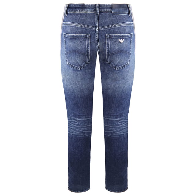 Emporio Armani Regular Fit Distressed Blue Stripe Jeans 6Z2J13 2D1UZ 0941