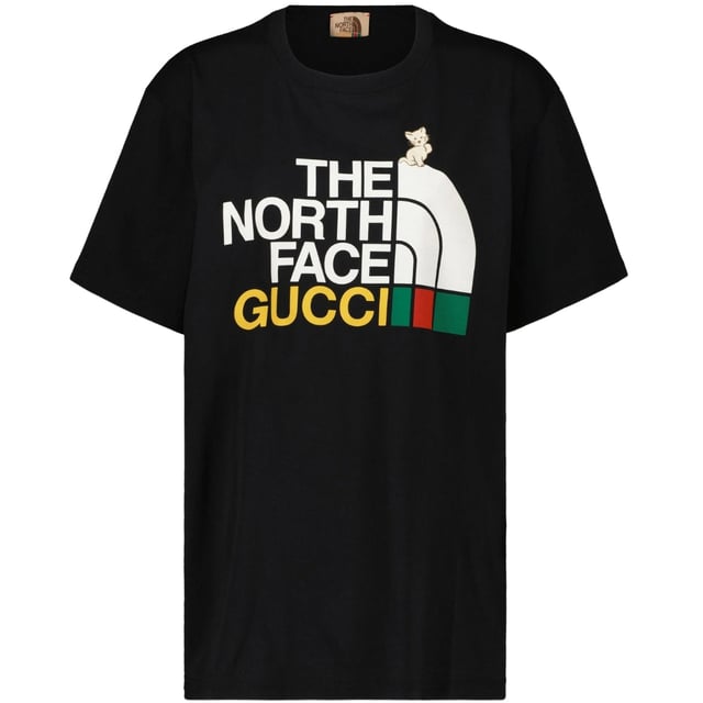 Gucci zwart T-shirt, 100% katoen, gemaakt in Italie, Gucci X The North Face merksamenwerking, dit T-shirt heeft een normale pasvorm en zou perfect moeten zijn voor dit T-shirt. 