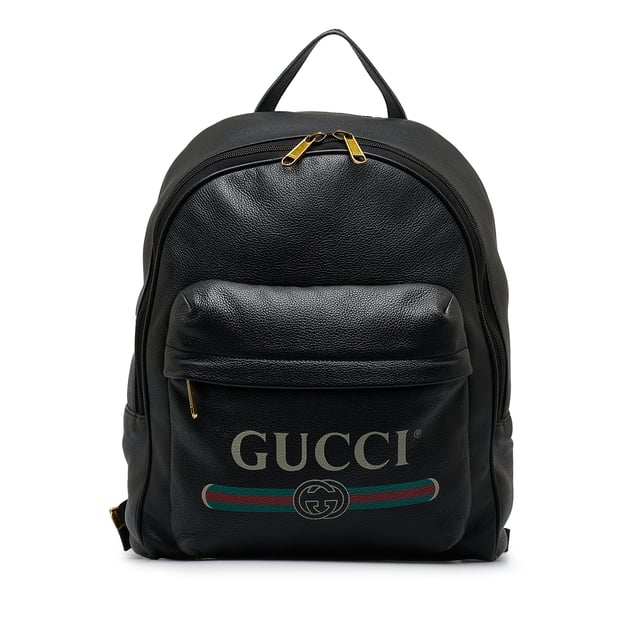 Vintage Gucci Logo Backpack Black