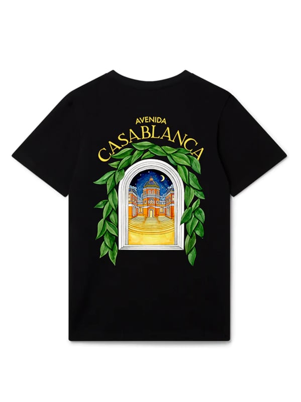 Cut for a relaxed-fit and made from crisp black cotton, this short-sleeve T-shirt from Casablanca is adorned with the brand's seasonal Avenida motif at the chest and rear - a nod to its penchant for intricate yet colourful prints.