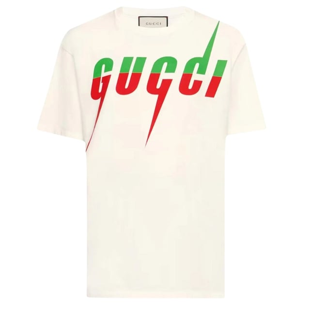 Camiseta blanca de corte extragrande con logo Gucci Blade