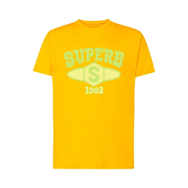 Short sleeve t-shirt Superb.
 Round neckline with ribbed finish.
 Brand print on the front.
 Seams seen in tone.
 Composition: 100% cotton
 Care:
- Wash at max. 40ºC.
 - Do not use bleach.
 - Iron at low temperature.
 - Do not dry clean.
 - Do not use dryer.