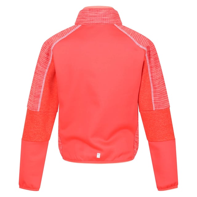 Regatta Juniors Oberon V Softshell Jacket in Red The Oberon V kids' jacket from Regatta is just the thing for weekends in the hills and blustery beach walks. The kids' stretch jacket features Extol stretch, warm-backed fabric, providing comfortable movement, whilst withstanding the rough and tumble of adventure. With stretch binding to the collar, cuffs and hem, you'll stay warm in cold or blustery conditions. The full zip allows for easy wear and extra ventilation. The zip pockets provide storage space for your belongings. Material: 90% Polyester, 10% Elastane. Ref: RKL110FBN.