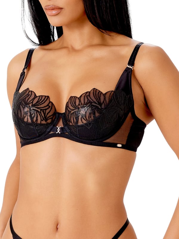 Gossard VIP Lavish Uplifting Balconette Bra. Underwired balcony bra with non padded cups, uplifting inner foam sling and tulle embroidery. The product is recommended for hand wash only.