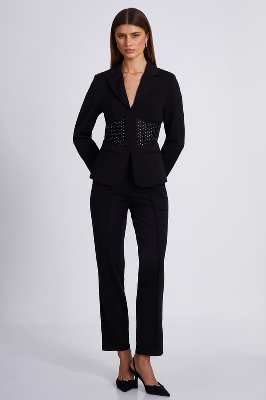 - Tailored design - Diamante embellished - Corset detail - Fitted style - Model height: 5'8" - Model wears uk 8 / us 4 / eur 36 - Always check the care wash label - Cool hand wash with mild detergent