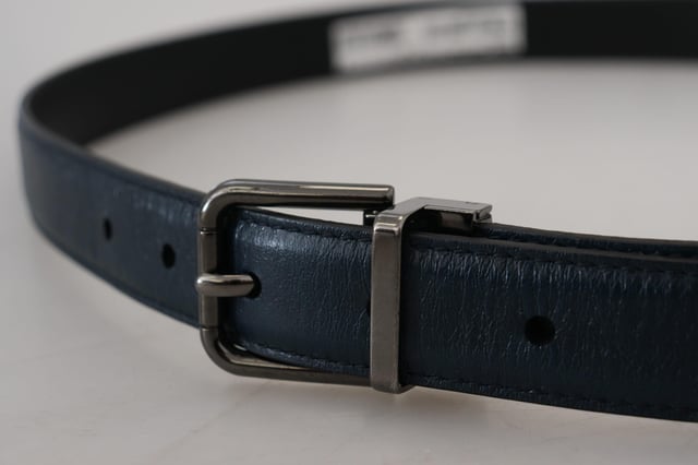 Brand new with tags
  100% Authentic Dolce & Gabbana belt
  Made from Quality leather
  Metal buckle closure
  Unique eye-catching design
  Dark blue color
  Width: 2.5cm
  Made in Italy
  Tag size: 90cm / 36in
  Perfect for men