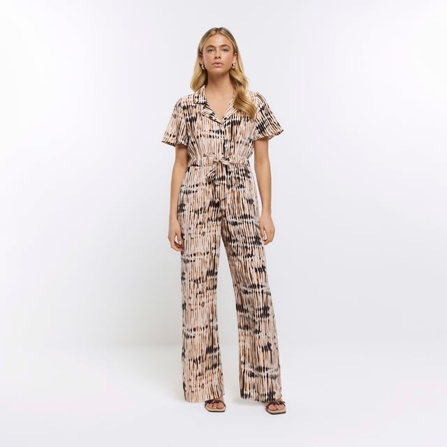River island leopard jumpsuit hot sale
