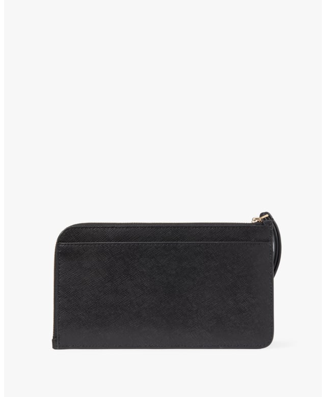 Lucy Saffiano Leather Medium L-Zip Wristlet, Metal Pinmount Logo, 3 Credit Card Slots,  Width: 20.00 Cm,  Height: 12.00 Cm
