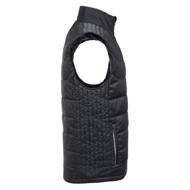 Material: 100% Polyester. Lining: Contrast. Design: Quilted. 66gsm. Fabric Technology: Aquapel, Breathable, DuPont Sorona, DWR Finish, Eco-Efficient, Nanotex, PFC Free, Showerproof, Windproof. Chin Guard, Fluorine Free, Inner Storm Flap. Sleeve-Type: Sleeveless. Neckline: Standing Collar. Pockets: 2 Side Pockets, 1 Inner Pocket, Zip, Welted. Fastening: Full Zip. Hem: Bungee Cord. Sustainability: Amfori, BSCI, Fair Labor Association, Oeko-Tex Standard 100 Certified, WRAP Certified. High Performance.