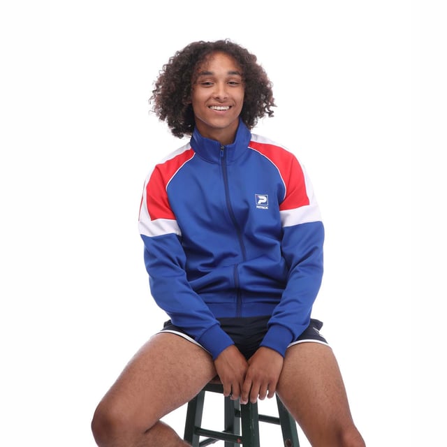 Men's Patrick Mick Track Top in Blue. The Mick Full Zip Track Top. Upgrade your wardrobe with this versatile track top. Featuring a funnel neck collar and ribbed hems and cuffs for the perfect fit, this track top is complete with cut and sew panels for added style and the Patrick print logo to the chest.- 96% Polyester, 4% Elastane. Ref: K1F00102402.