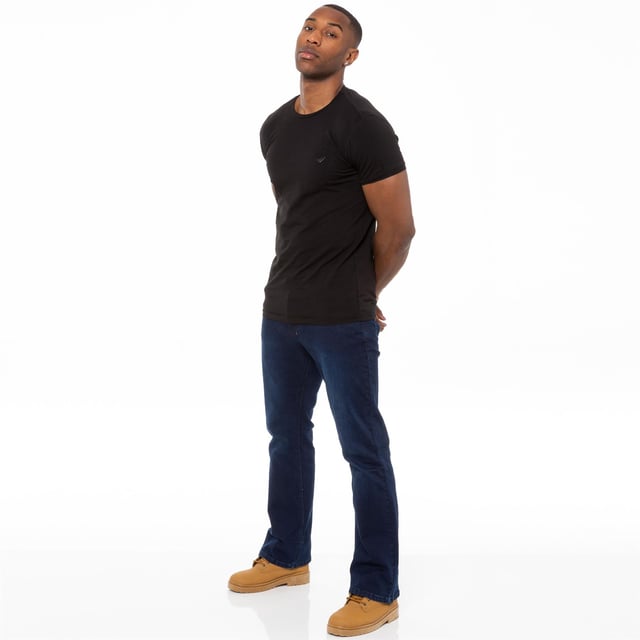 Enzo Mens Bootcut Stretch Denim Jeans